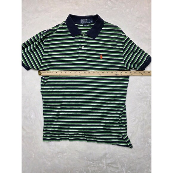 Polo Ralph Lauren Mens Size Medium Blue and Green Stripe Short Sleeve Shirt - Picture 3 of 5
